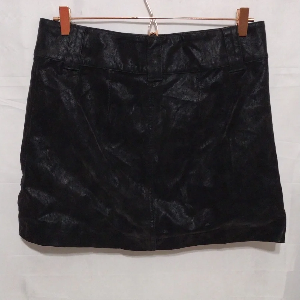 Free People Black Carson Utility Wrap Mini Skirt Faux Suede Y2K Cargo Chic US 8